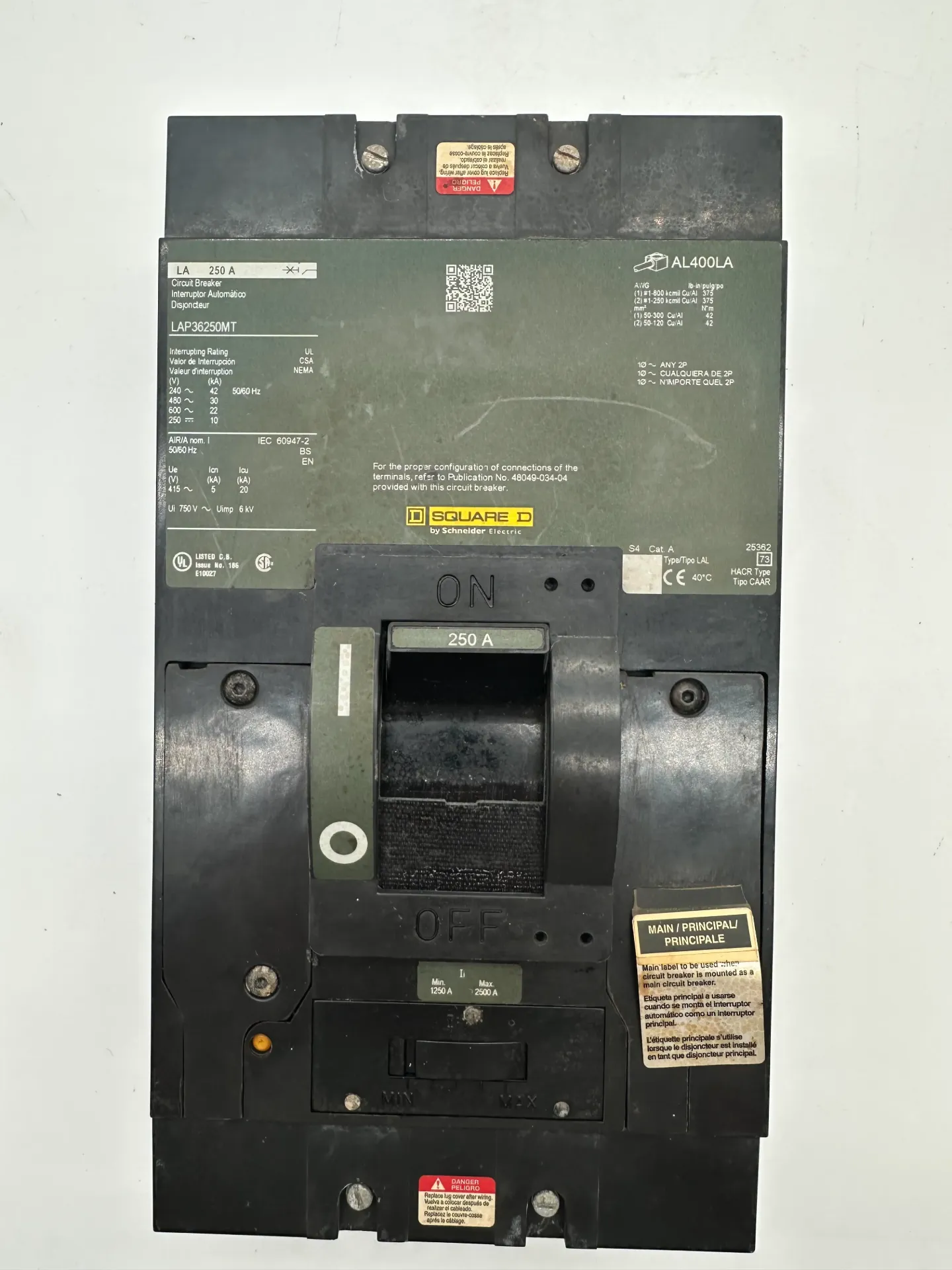 LAP36250MT Square D Breaker 250A 3P4W 600V